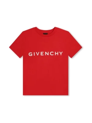 Czerwony T-shirt z nadrukiem logo Givenchy