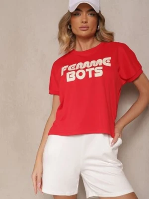 Czerwony T-shirt z Nadrukiem Napisu Dezerine