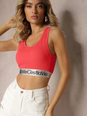 Czerwony Top Sportowy Biustonosz Elastyczny Prążkowany z Ozdobną Gumą Waslema elsa.m by may