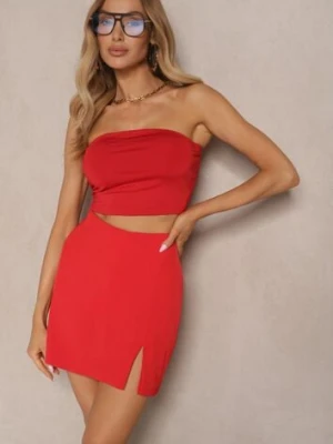 Czerwony Top z Elastycznej Tkaniny z Gumką z Tyłu Fynla by swan