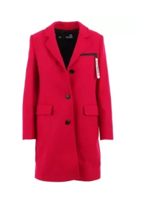 Czerwony wełniany płaszcz z podwójnym przodem Love Moschino