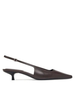 Czółenka Calvin Klein Kitten Heel Pump Sling Hdw HW0HW03168 Brązowy ciemny