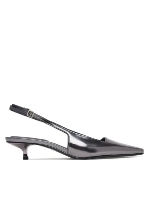 Czółenka Calvin Klein Kitten Heel Pump Sling Mirr Lth HW0HW03275 Srebrny