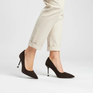 Czółenka damskie Chebello eleganckie zamszowe na wysokiej szpilce brązowe 5021_-105-000-PSK-S423