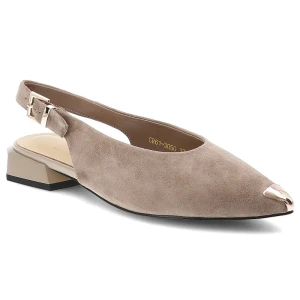 Czółenka damskie S.Barski, cholewka ze skóry naturalnej zamszowej elegancki fason slingback, beżowe, CR61-3050