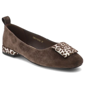 Czółenka damskie S.Barski, cholewka ze skóry naturalnej zamszowej wsuwany fason z zabudowanym przodem , brązowe, CR61-3040