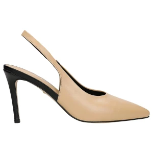 Beżowo czarne szpilki damskie z odkryta pięta 35165-54 Wojas