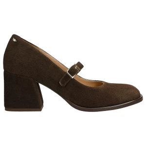 Czekoladowe czółenka mary jane na stabilnym obcasie 35161-62 Wojas