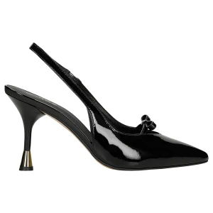 Czarne lakierowane czółenka z kokardka 35184-31 Wojas