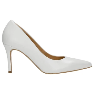 Białe skórzane czółenka na szpilce 35205-59 Wojas