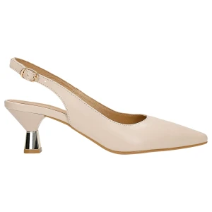 Skórzane czółenka slingback w beżowym kolorze na niskim obcasie 35190-54 Wojas
