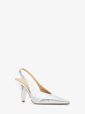 Czółenka Electra z odkrytą piętą z metalicznej skóry z fakturą łuski krokodyla MICHAEL Michael Kors