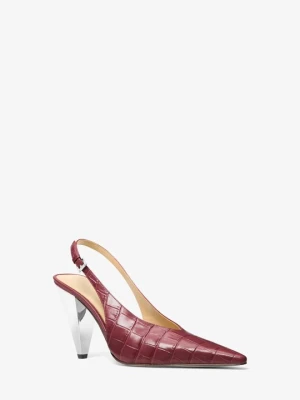 Czółenka Electra z odkrytą piętą ze skóry z fakturą łuski krokodyla Michael Kors OXBLOOD (Czerwony)