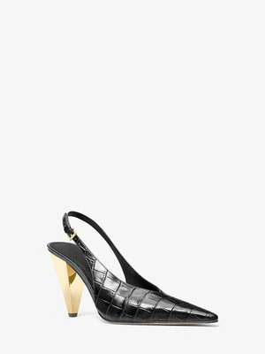 Czółenka Electra z odkrytą piętą ze skóry z fakturą łuski krokodyla MICHAEL Michael Kors