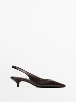 Czółenka Na Obcasie Z Odkrytą Piętą - Brązowy - Massimo Dutti - Female