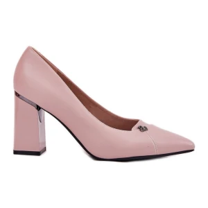 Czółenka Na Słupku Eleganckie Vinceza 62224 Różowe