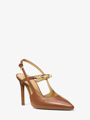 Czółenka skórzane Dina z odkrytą piętą Michael Kors BRĄZOWY (Brązowy)
