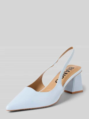 Czółenka slingback z obcasem słupkiem i paseczkami Bianco