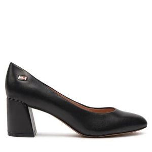 Czółenka Tommy Hilfiger Th Leather Mid Heel Block Pump FW0FW07716 Czarny