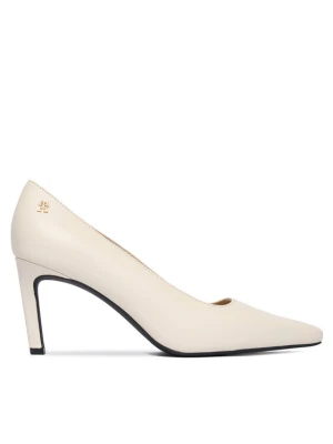 Czółenka Tommy Hilfiger Th Logo Lth Pump Slanted Hl FW0FW09008 Écru Kremowy