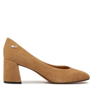 Czółenka Tommy Hilfiger Th Suede Mid Heel Block Pump FW0FW07717 Beżowy