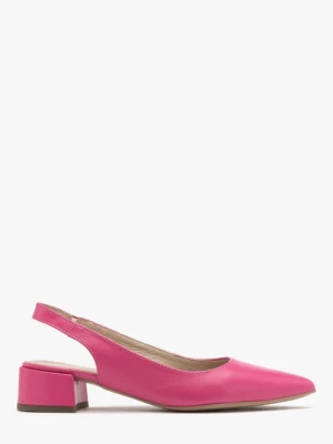 Czółenka w kolorze fuksji z otwartą piętą typu slingback Ryłko