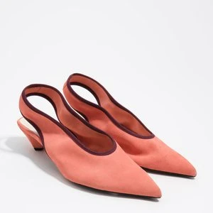 Czółenka z odkrytą piętą niski obcas łososiowe BIMBA Y LOLA