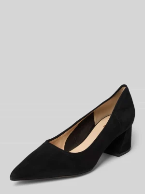 Czółenka ze skóry z obcasem słupkiem Högl