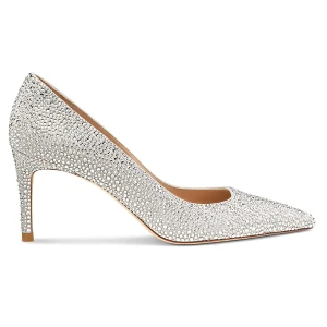 Czółenko STUART WEITZMAN Stuart Power Shine, Białe Swarovski