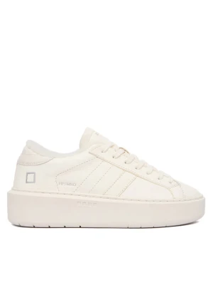D.A.T.E. Sneakersy Hill Low Fur Platform W431-HPF-MN Écru Kremowy