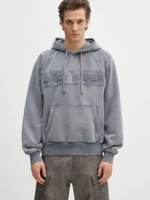 Daily Paper bluza bawełniana Garment Wash Hoodie męska kolor szary z kapturem gładka 2511164