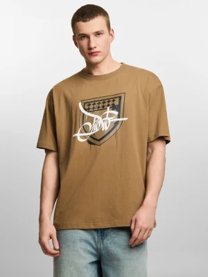 Damage Target t-shirt boxy męski beżowy Klasyk