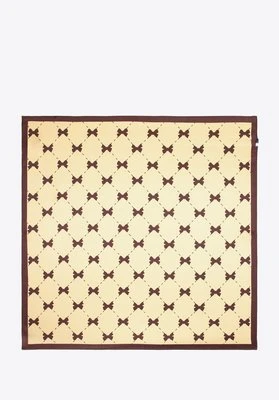 Damska apaszka jedwabna w kokardy beżowo - brązowa Wittchen