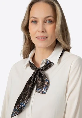 Damska apaszka jedwabna we wzory brązowo - niebieska Wittchen