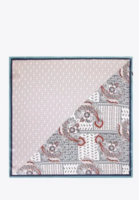 Damska apaszka jedwabna we wzory czerwono - beżowa Wittchen