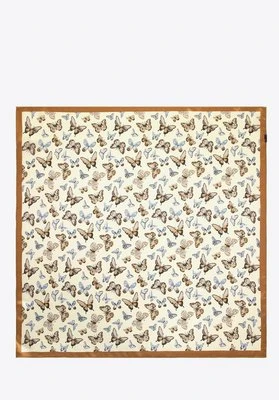 Damska apaszka jedwabna we wzory kremowo - brązowa Wittchen