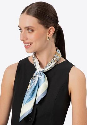 Damska apaszka jedwabna we wzory niebiesko - żółta Wittchen