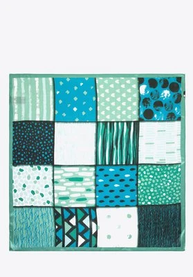 Damska apaszka jedwabna we wzory zielono - niebieska Wittchen