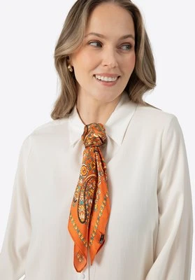 Damska apaszka jedwabna ze wzorem paisley pomarańczowa Wittchen