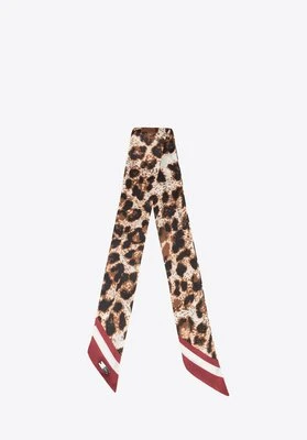 Damska apaszka typu twilly z jedwabiu brązowo - czerwona Wittchen
