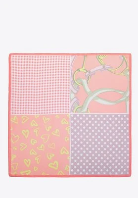 Damska apaszka wzorzysta jedwabna beżowo - morelowa Wittchen