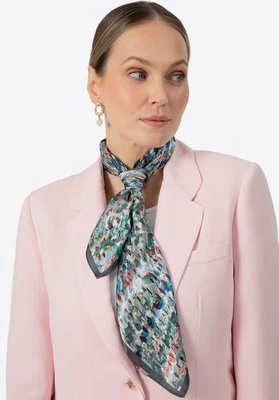 Damska apaszka z jedwabiu w abstrakcyjny wzór zielono - brązowa Wittchen