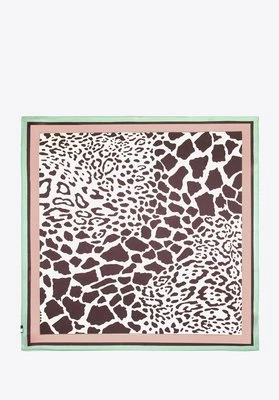 Damska apaszka z jedwabiu w zwierzęcy wzór safari kremowo - brązowa Wittchen