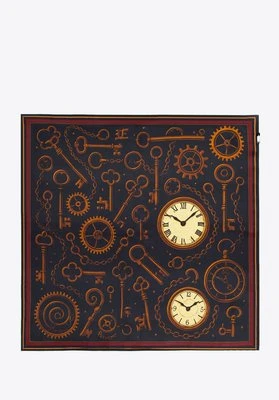 Damska apaszka z jedwabiu z dekoracyjnym wzorem vintage czarno - brązowa Wittchen