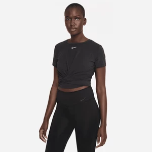 Damska asymetryczna koszulka z krótkim rękawem o skróconym kroju Nike Dri-FIT One Luxe - Czerń