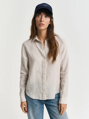 Damska beżowa lniana koszula o regularnym kroju GANT
