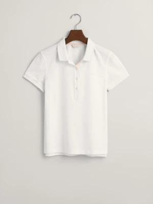 Damska biała koszulka polo z bawełnianej piki GANT