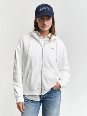 Damska biała rozpinana bluza z kapturem GANT