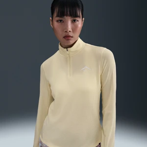 Damska bluza do biegania z zamkiem 1/4 Dri-FIT Nike Trail - Brązowy