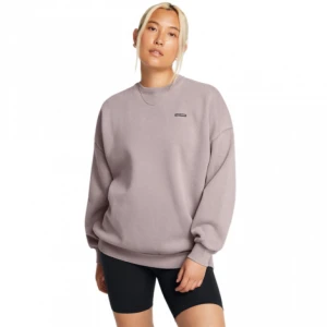 Damska bluza dresowa nierozpinana bez kaptura Under Armour UA Icon Hwt Flc Os Crew - beżowa